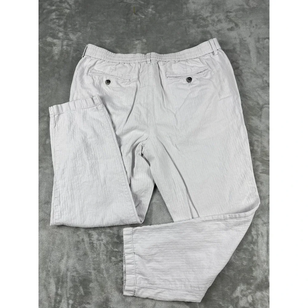 Banana Republic Mens 36x30 Athletic Tapered Linen Cotton Pants Light Grey